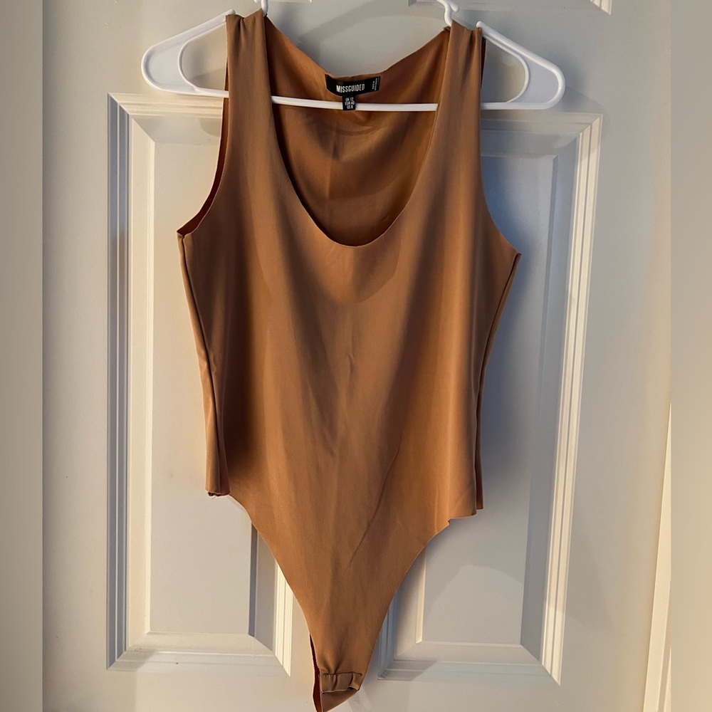 Missguided Brown Sleeveless Fitted Bodysuit